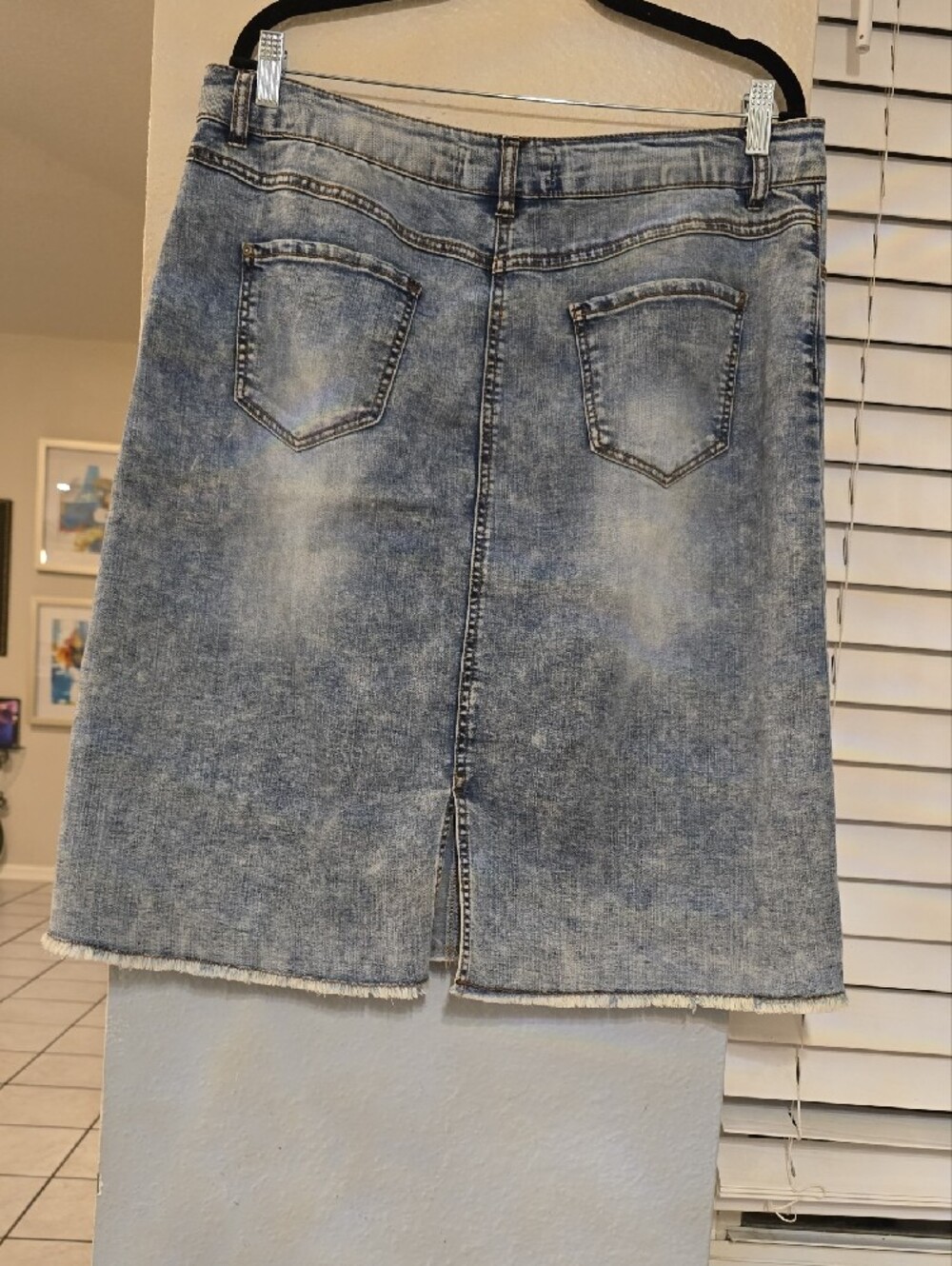 C Est 1946 Classic Light Wash Denim Midi Skirt - Picture 2 of 4